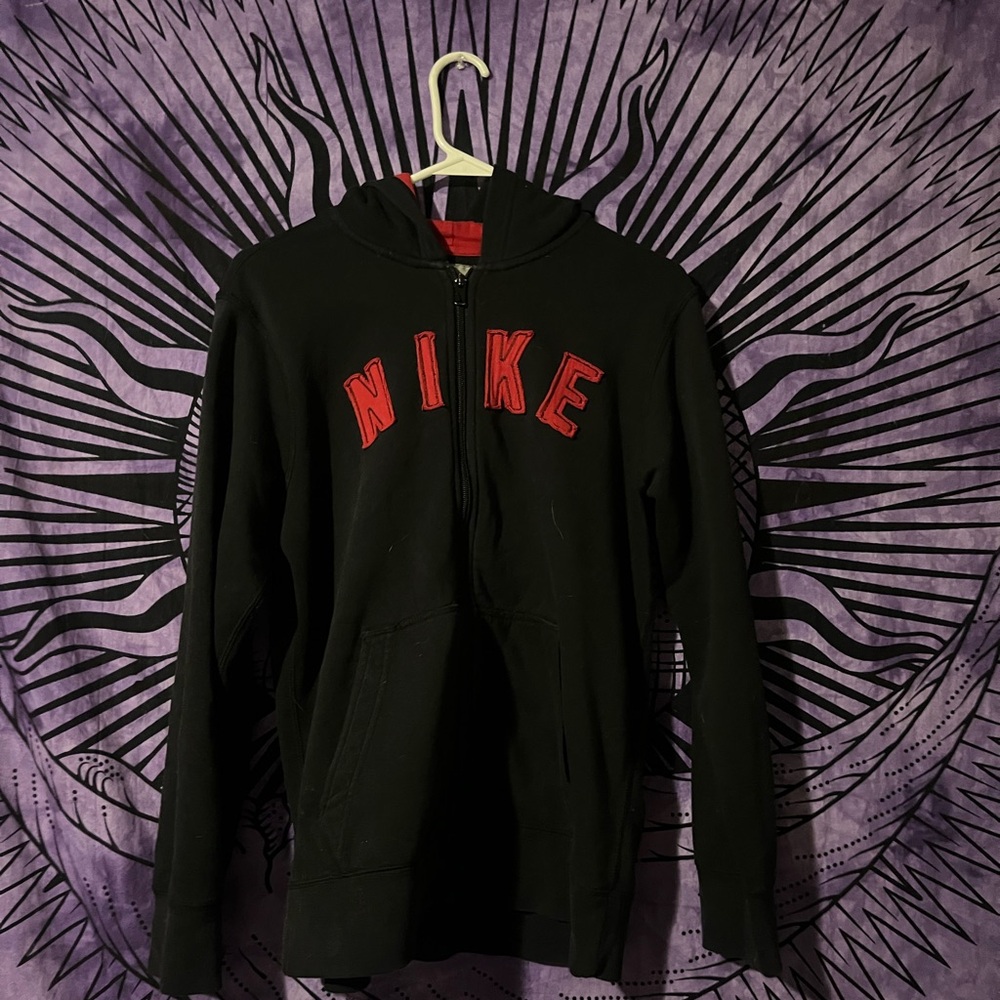 Nike Black Hoodie with Red Logo